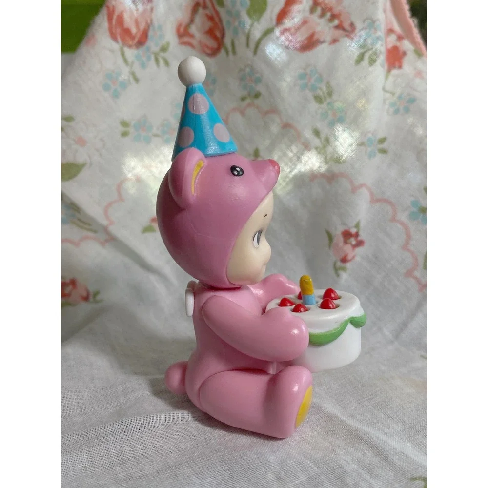 Sonny Angel Birthday Gift Series Pink Bear Figure with Cake and Party Hat